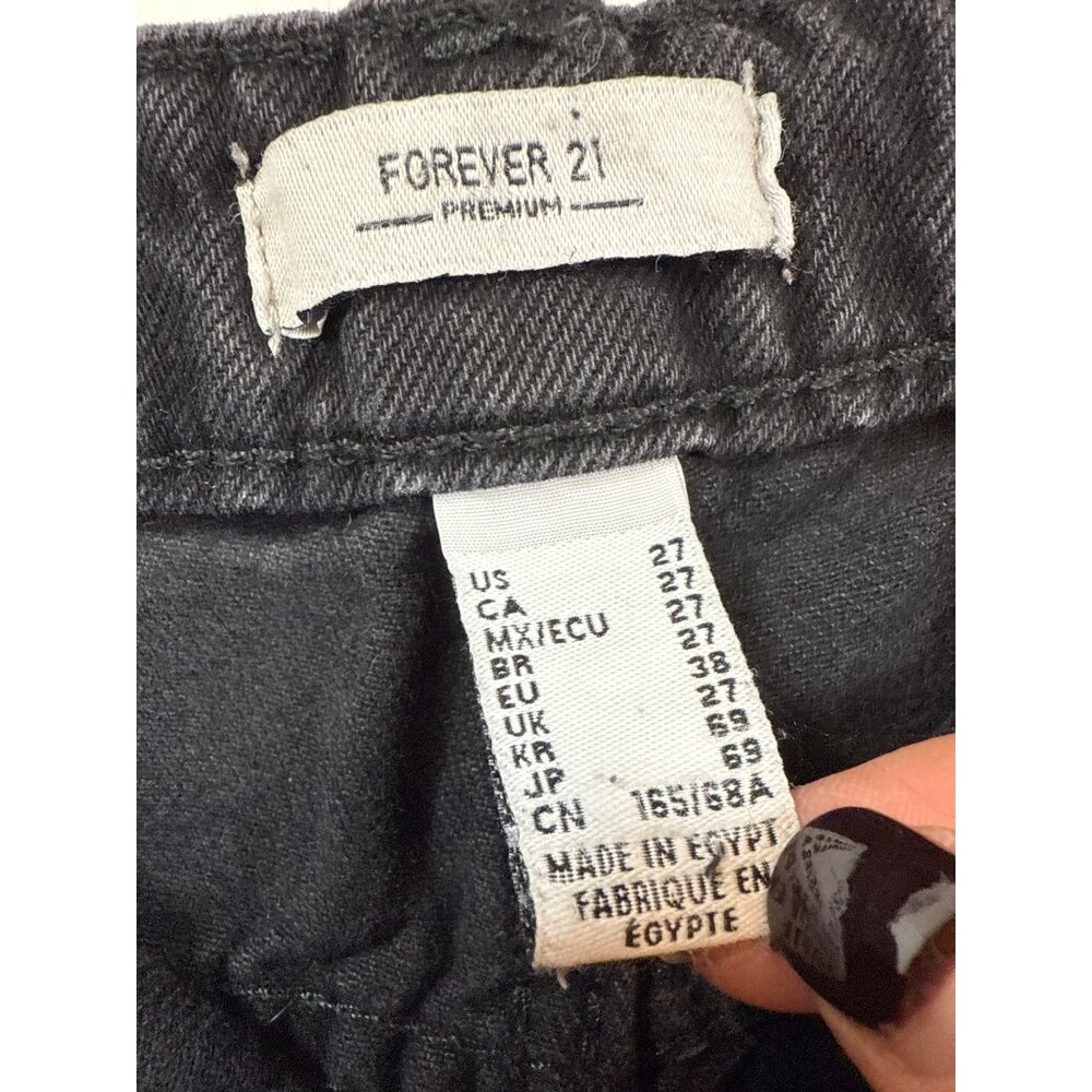 Forever 21 Premium Black Distressed Denim High-Waist Frayed Wmn Short 27 (BB306) - Picture 4 of 7